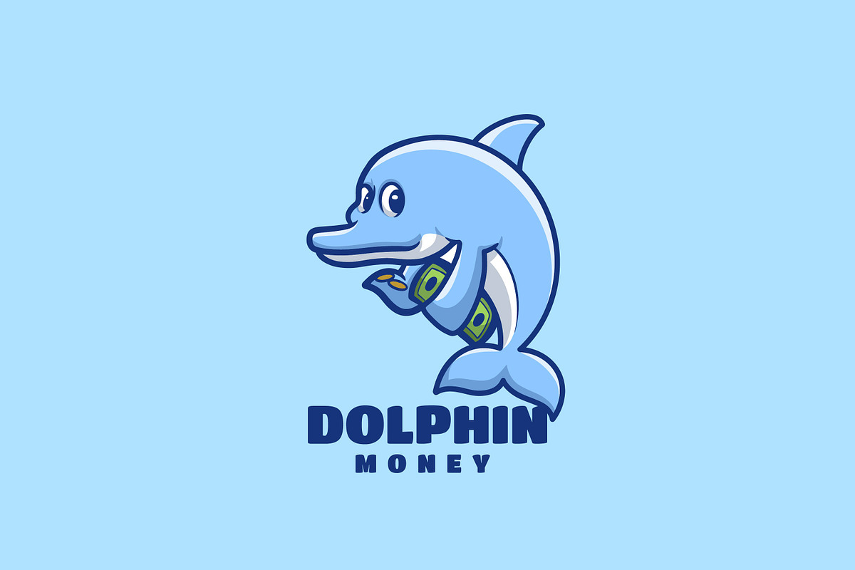 Money Dolphin Cartoon Logo, a Branding & Logo Template by Gumrega Studio