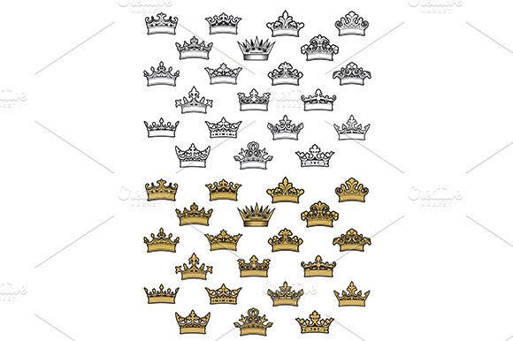 Antique crown vector icons preview 2