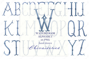 Chinoiseries Navy Blue Letters