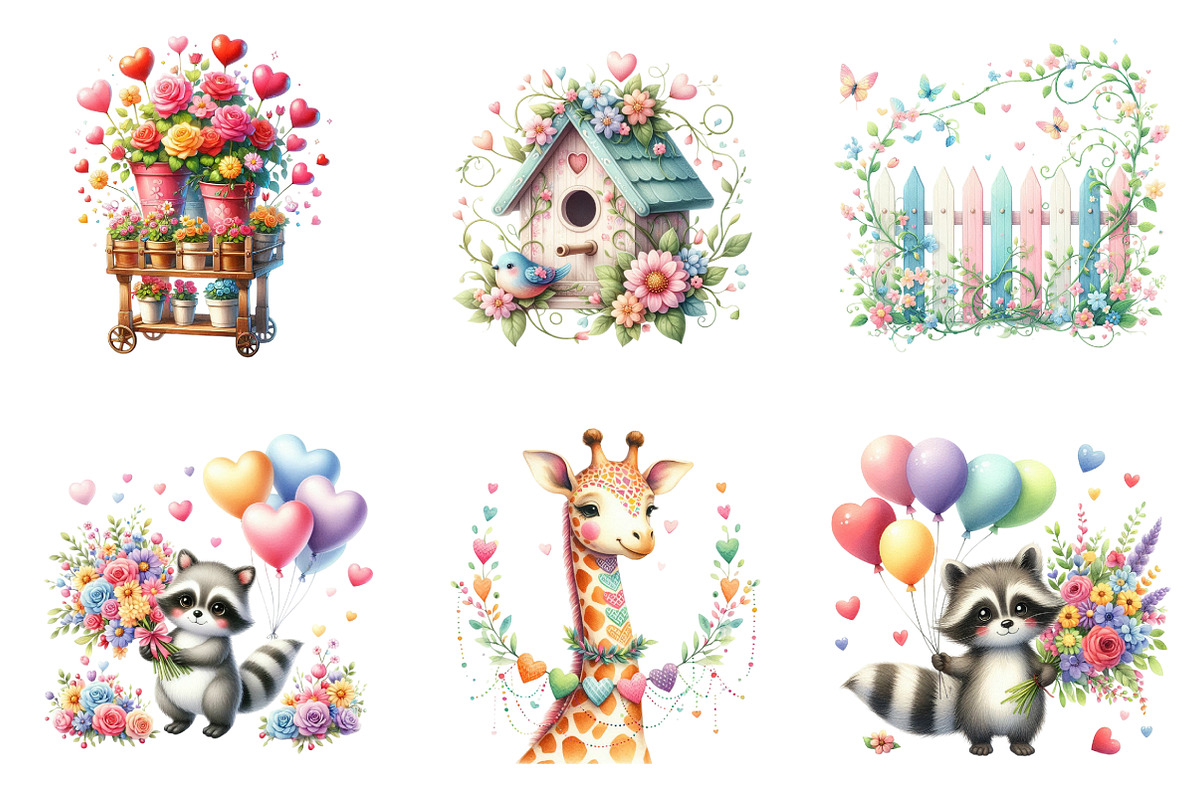 Valentine Clipart Romance Garden Png, an Illustration by SinaCreation (Photo 3 of 11)