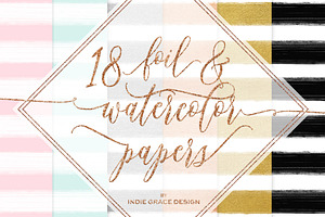 Watercolor Stripes Gold Foil Papers