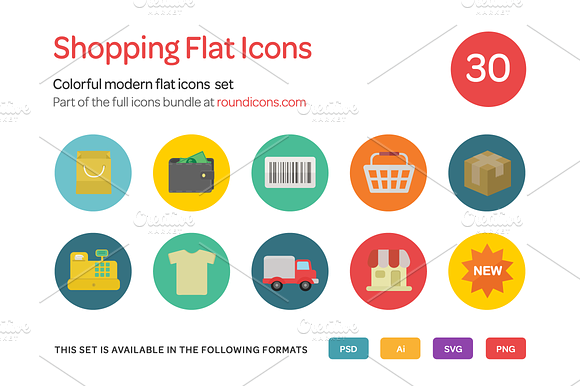 Shopping Flat Icons Set preview 5