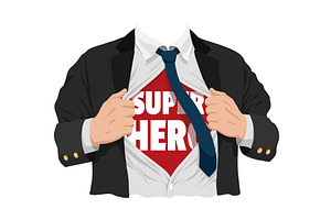 Opening shirt superhero, a Person Illustration by Things for designers