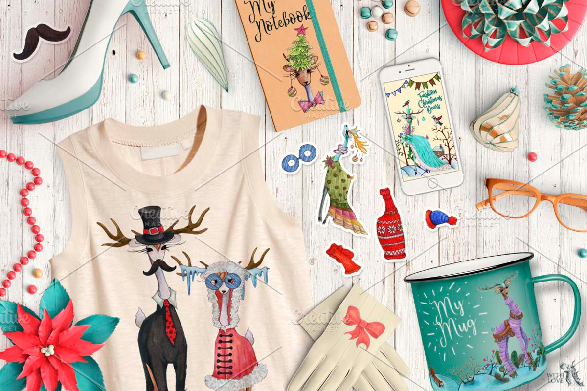 Fashion Christmas Deers Creator, an Object Graphic by Fluffy Unicorn (Photo 5 of 7)