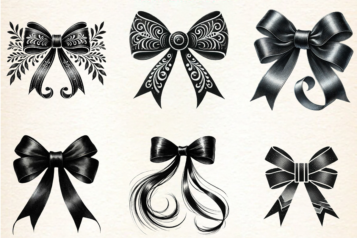 Watercolor Black Month Bow Clipart, a Seasonal Illustration by DreamArtGraphic (Photo 2 of 5)