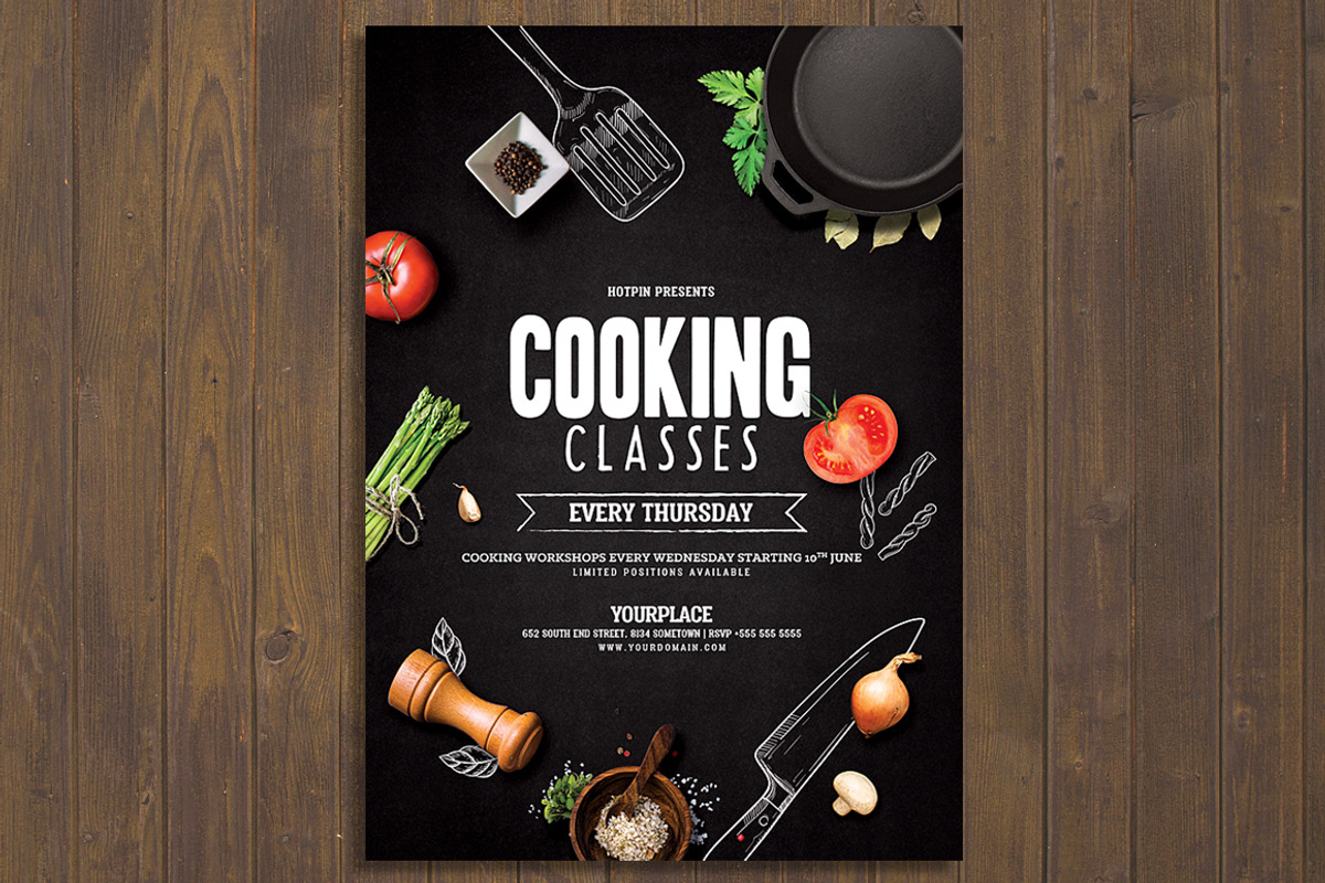 Cooking Lessons Flyer Template, a Flyer Template by Hotpin