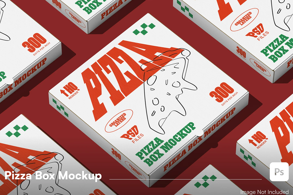 Pizza Box Mockup, a Packaging Mockup by graphicsauce (Photo 1 of 4)