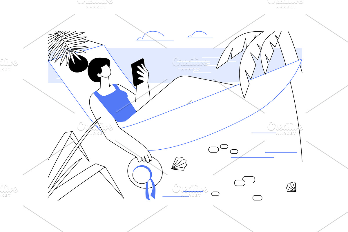 Beach relax isolated cartoon vector, a Person Illustration by Visual Generation