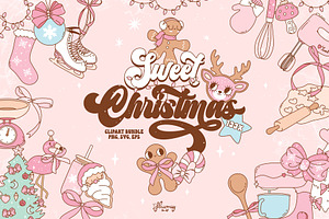 Sweet Pink Christmas Clipart Bundle