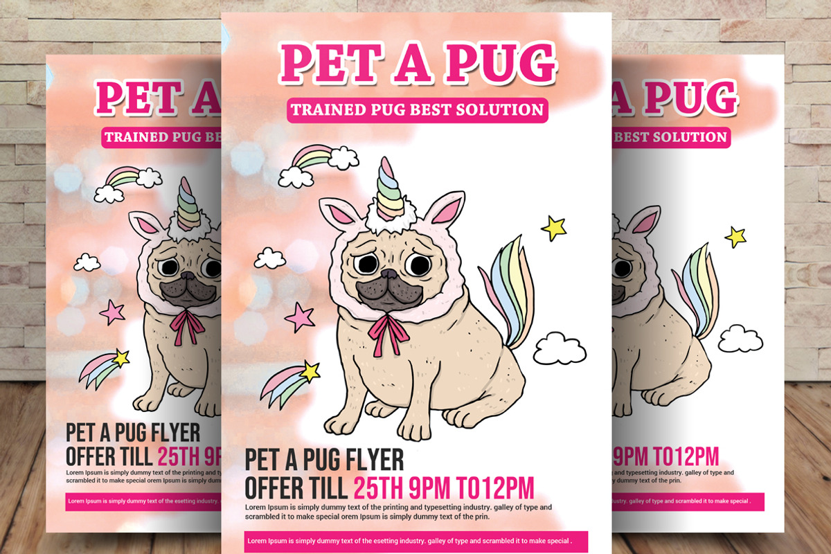 Pet A Pug Flyer, a Flyer Template by graphicforest