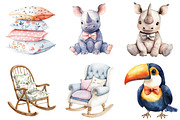 Safari Nursery Watercolor Clipart, an Illustration by CitraGraphics (Thumbnail 5 of 5)