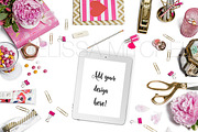 Pink Chevron Styled Desk Mockup #31, an iPhone Mockup by MMStyledStock (Thumbnail 3 of 3)