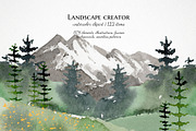 watercolor landscape creator clipart, a Decorative Illustration by LyubovZaytseva (Thumbnail 1 of 27)