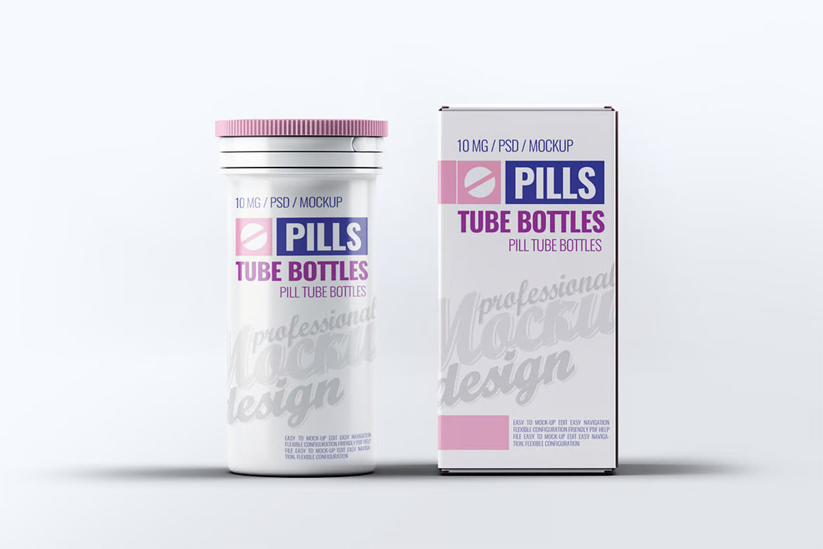 Pills Tube Bottles Mockup, an Advertising Mockup by Hubzway (Photo 5 of 8)
