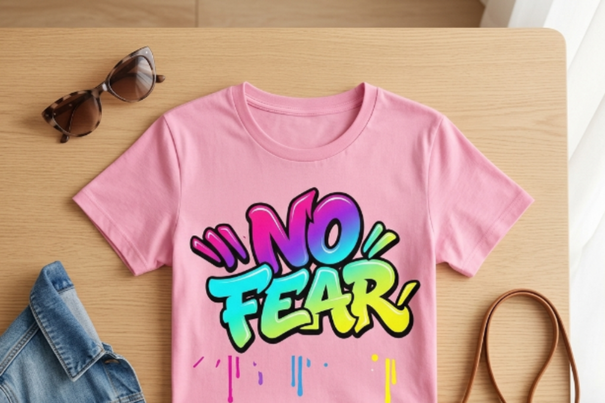 No Fear Graffiti Typography, a Shirt Mockup by Vector Stall (Photo 3 of 15)