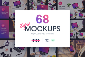 68 MOCKUPS Bundle -86% OFF