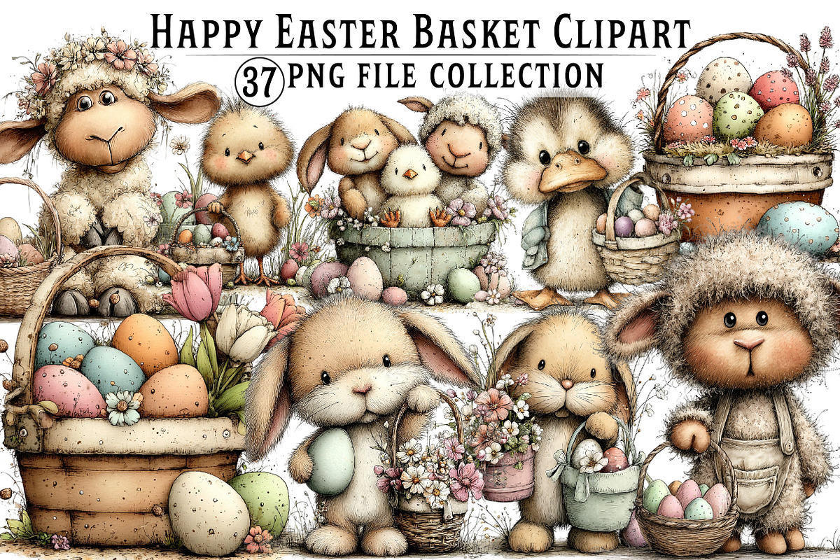 Easter Basket Clipart Bundle, an Illustration by Dream Creation (Photo 1 of 8)