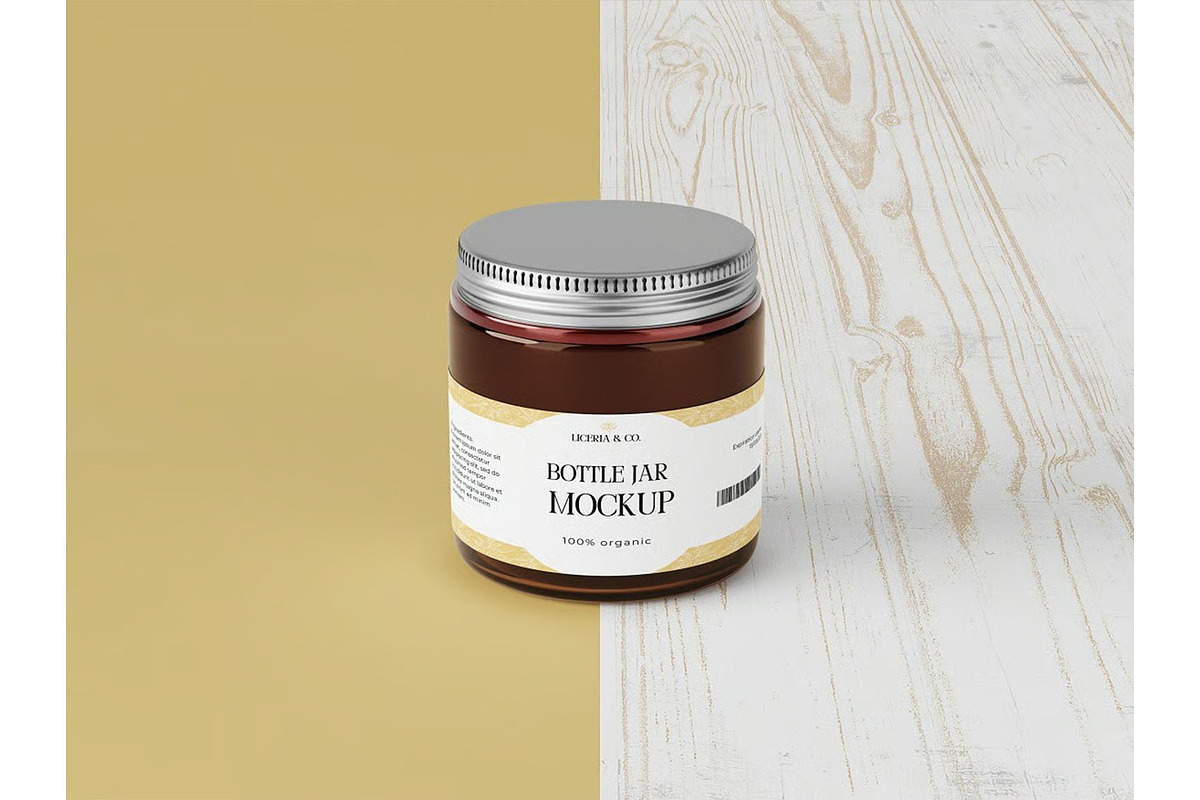 Bottle Glass Jar Mockup, a Packaging Mockup by zippypixelstudio (Photo 2 of 8)