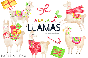 Christmas Llamas Clipart