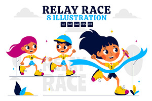 8 Relay Race Sports Illustration, a Sport Illustration by denayunebgt