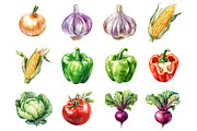 Watercolor Nature Vegetable Clipart, a Graphic by CitraGraphics (Thumbnail 2 of 5)