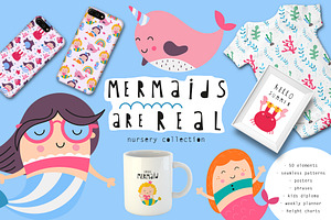 Nursery Art Mermaids are real, an Animal Illustration by Nursery Art