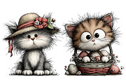 whimsical spring cat Clipart, an Illustration by Designworld (Thumbnail 2 of 6)