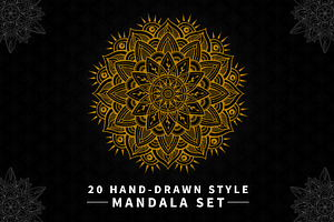 20 Hand-Drawn Style Mandala Set