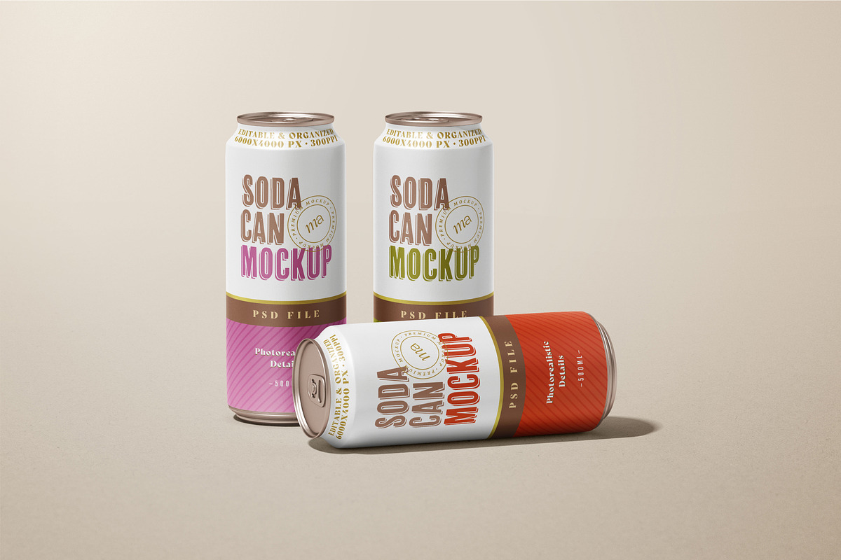 Soda Can Mockup Set, a Cups & Container Mockup by mockupatelier (Photo 10 of 12)