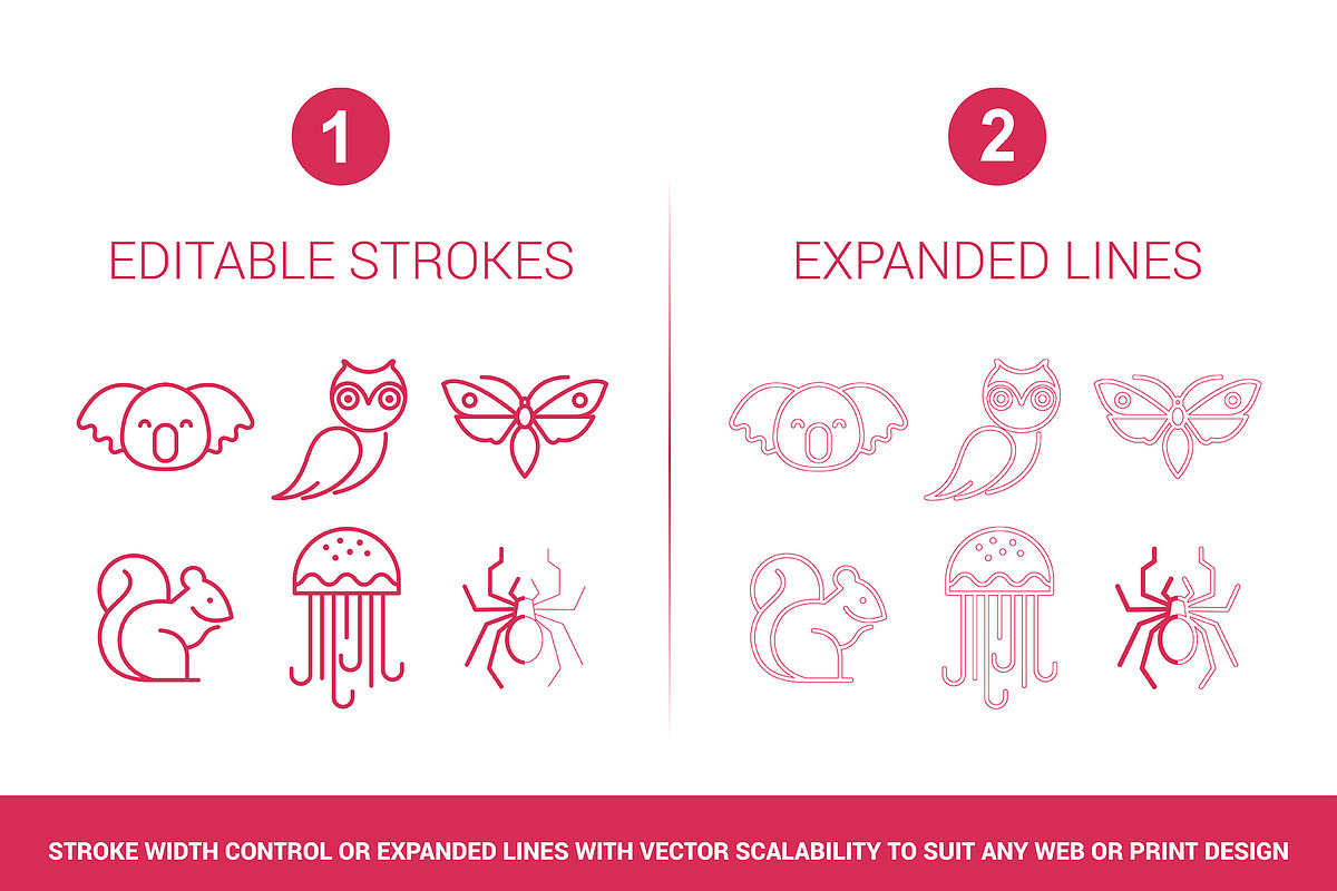 110 Thin Lines Animals Vector Icons, an Outline Icon by FourLeafLover (Photo 6 of 14)