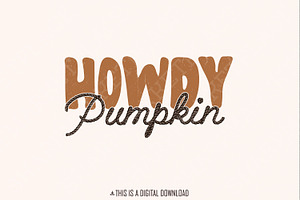 Howdy Pumpkin Western PNG, Retro