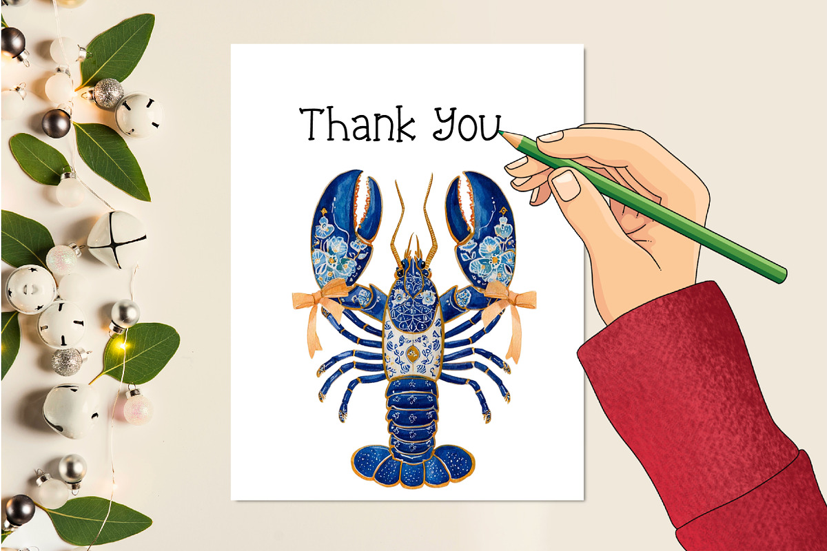 Pastel Summer Lobster Clipart, an Animal Illustration by Creative Art (Photo 7 of 8)
