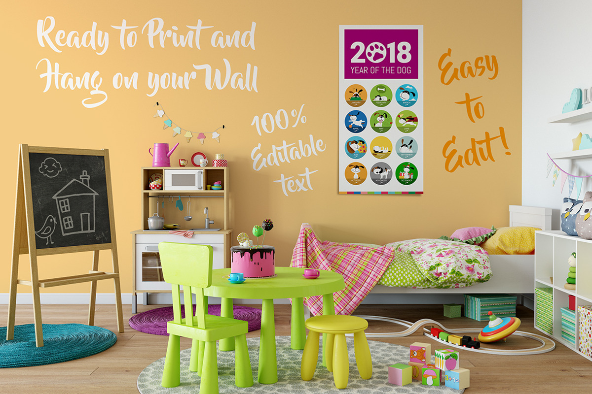 Cute 2018 Dog Wall Calendar Template, a Brochure Template by Pingebat (Photo 3 of 3)