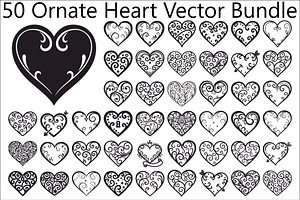 Ornate Heart Vector Bundle, an Illustration by Designs_River