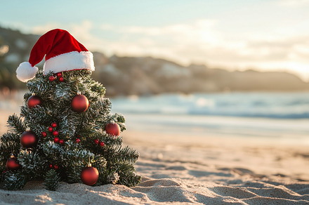Christmas tree with Santa Claus hat, a Holiday Photo by MistyDay