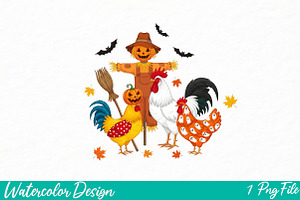 Halloween Chicken Png,Halloween Png, an Illustration by Watercolor design