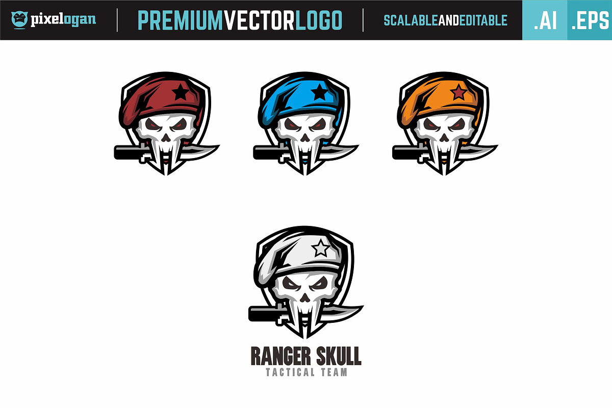 Ranger Skull Logo, a Branding & Logo Template by pixelogan (Photo 3 of 3)