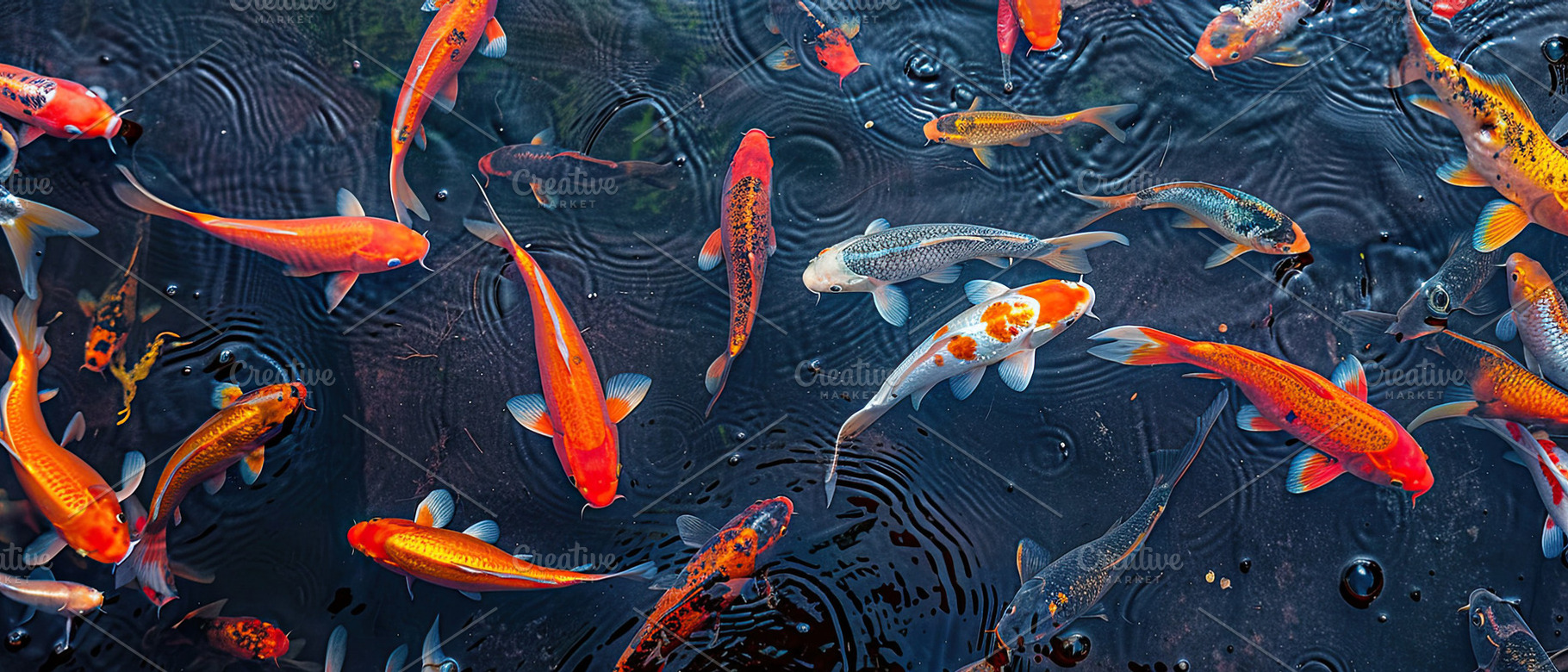 Fancy Koi fish or Fancy Carp swimmin, a Photo by LOGOCREATIVE