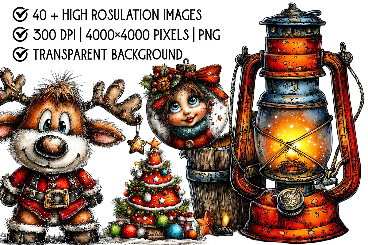 Watercolor Vintage Christmas, an Illustration by Pixels.Craft (Photo 4 of 6)