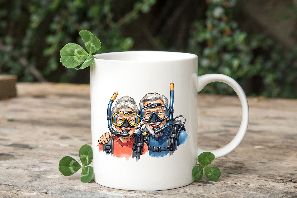 Funny Summer Old Couple Clipart, an Illustration by RobertsArt (Photo 7 of 7)