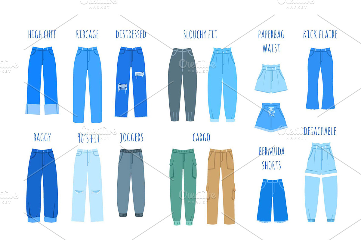 Women Jeans Styles Collection, an Illustration by Vectorikart (Photo 2 of 3)