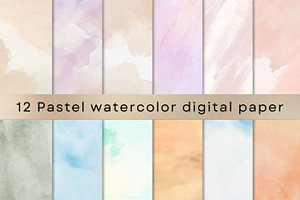 Pastel boho watercolor digital paper