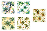 Watercolor Palm Trees Digital paper, an Illustration by Designworld (Thumbnail 3 of 5)