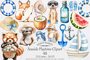 Watercolor Seaside Playtime Clipart, a Seasonal Illustration by Design Market (Thumbnail 1 of 5)