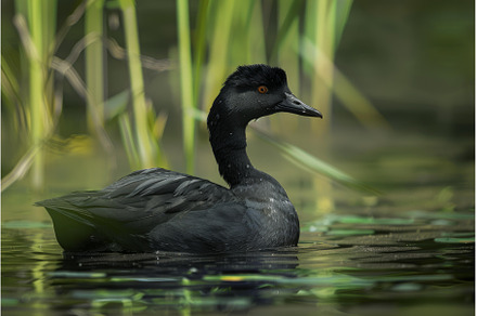 Tranquil duck in serene pond setting, an Animal Photo by Ylivdesign