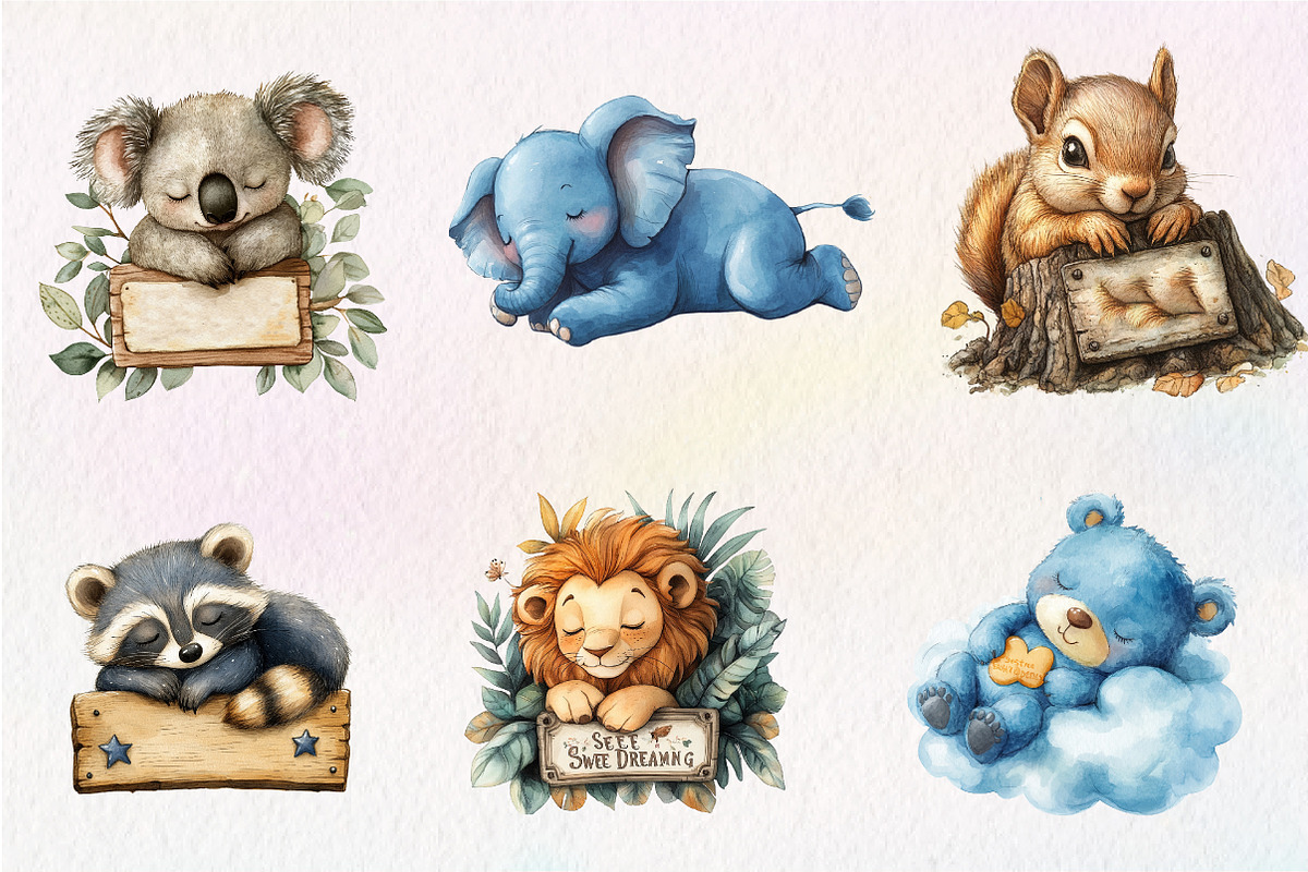 Sleepy Animals, Sweet Dreams Sign, an Illustration by CreationArt (Photo 3 of 9)