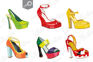 9 Women's High heel shoes.Vector, an Illustration by Tatianakost49