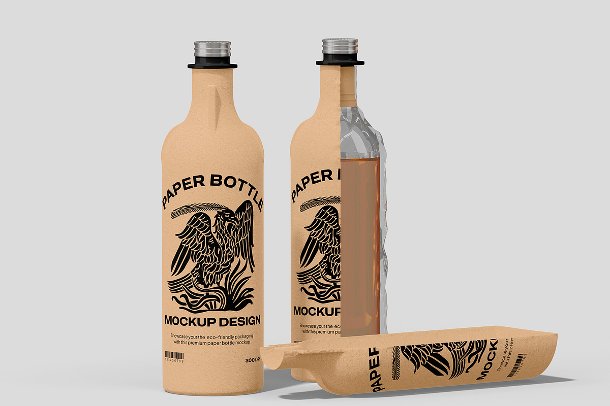 Paper Bottle Mockup, a Cups & Container Mockup by Permadi Creative (Photo 4 of 5)