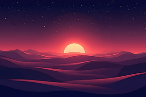 Sunset Over Ocean Flat Vector Backgr, a Photo by LOGOCREATIVE