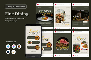 Restaurant Editorial Carousel Post, a Social Media Template by twinstd